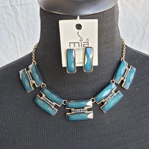 Mia Collection Earring, Necklace Set, Gold Chain